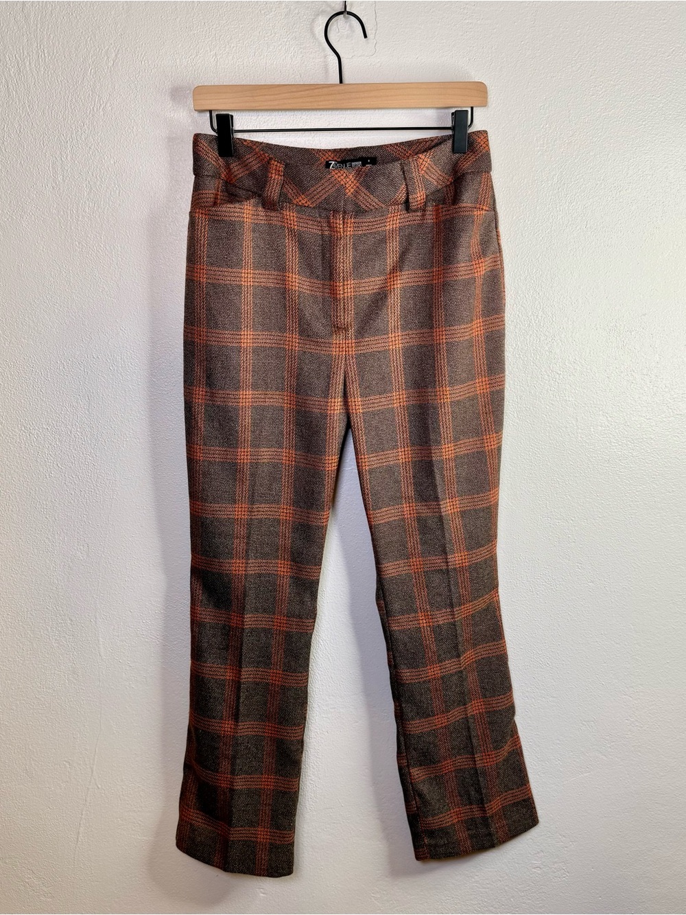 7th Avenue Design Studio New York & Co. Orange & Brown Plaid Ankle Pants Size 6